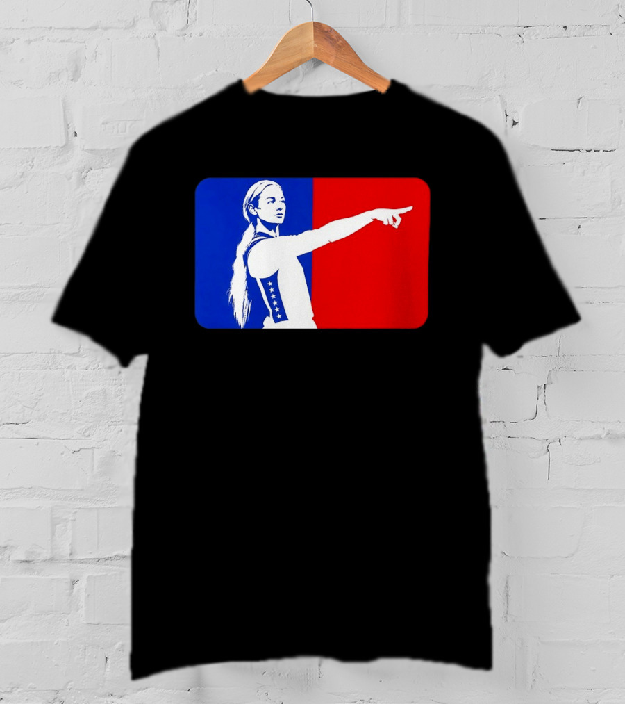 Sophie Cunningham WNBA 2026 Pointing Gesture In Blue And Red T-Shirt
