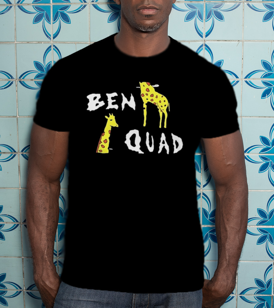 Ben Quad Giraffe Illustration Fun Cartoon T-Shirt