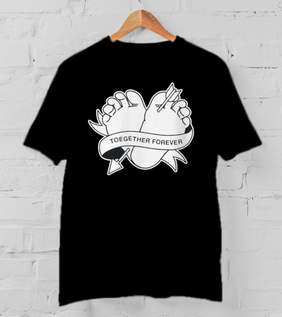 Cupid's Piercing Toegther Forever Two Feet Arrow Heart Ribbon T-Shirt
