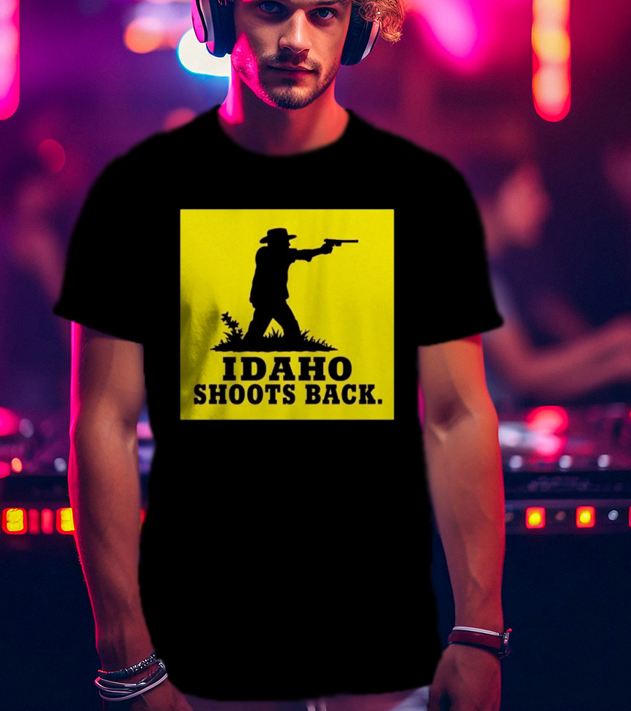 Idaho Shoots Back Cowboy Silhouette Retro Humor T-Shirt