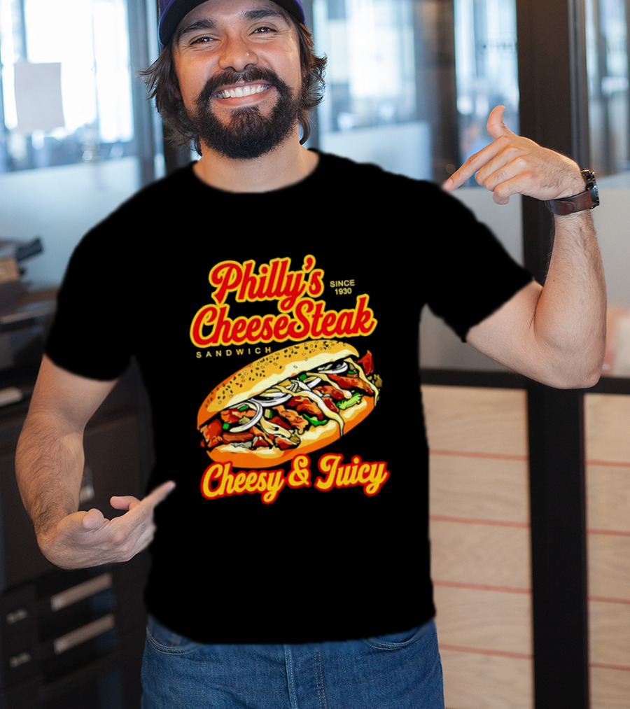 Philly's Cheesesteak Sandwich Cheesy & Juicy Since 1930 Classic Flavor Experience T-Shirt