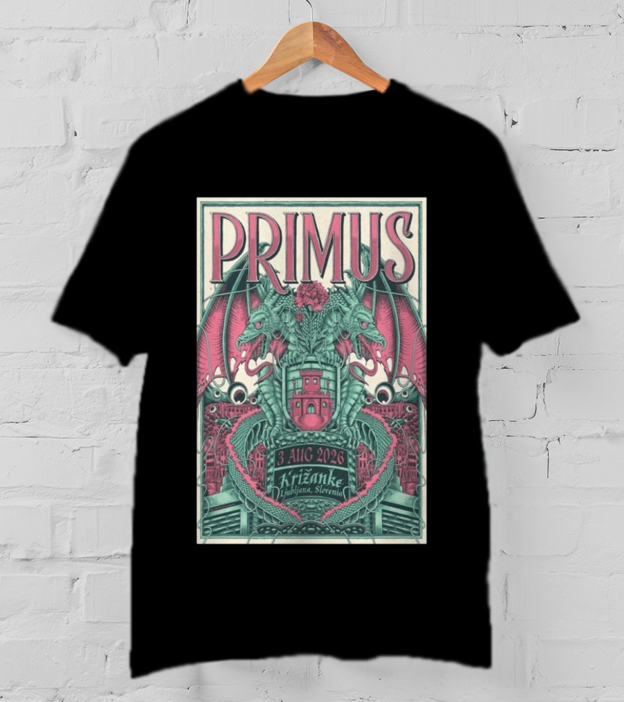 Primus Ljubljana Križanke Concert 3 Aug 2026 Double Dragon T-Shirt