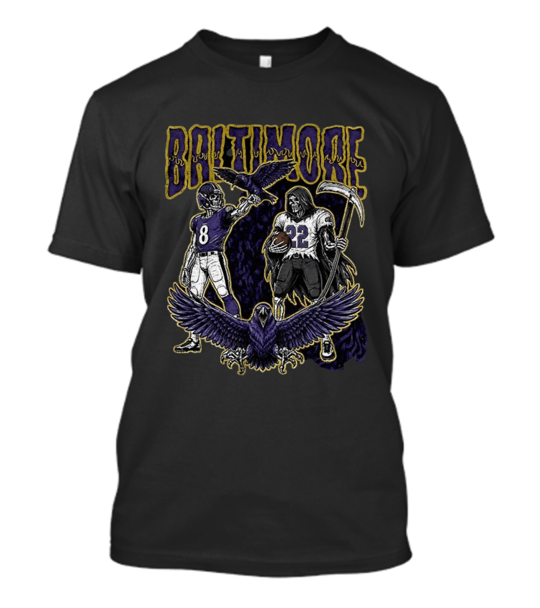 Baltimore Ravens Football Skeleton Lamar Jackson Derrick Henry Ravens T-Shirt