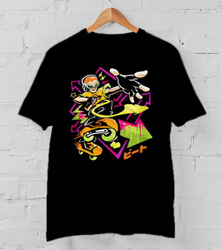 Jet Set Radio Beat Character Keep Rollin Neon Graffiti T-Shirt