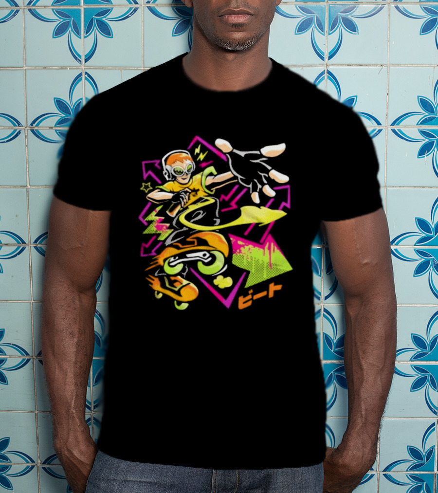 Jet Set Radio Beat Character Keep Rollin Neon Graffiti T-Shirt