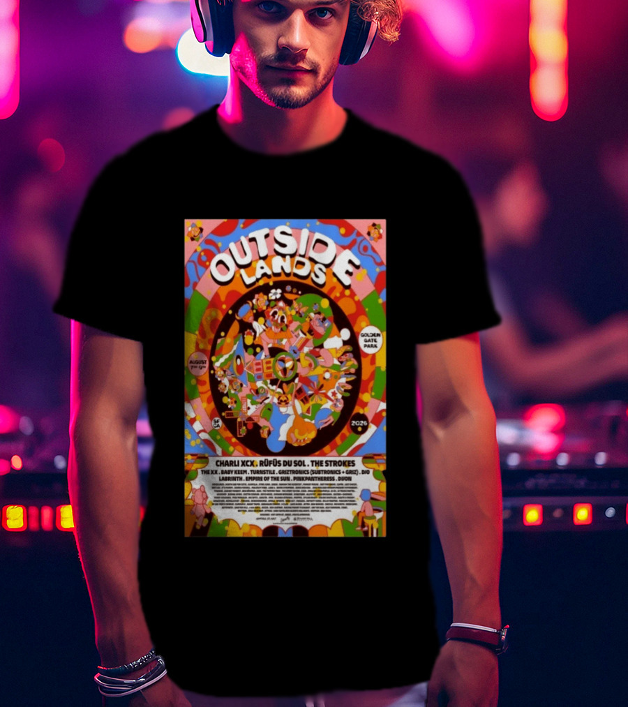 Outside Lands San Francisco August 7 9 2026 Golden Gate Park Charli XCX The Strokes Rüfüs Du Sol Lineup T-Shirt