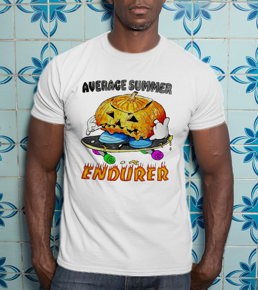 Average Summer Endurer Pumpkin Skater Skateboarding T-Shirt