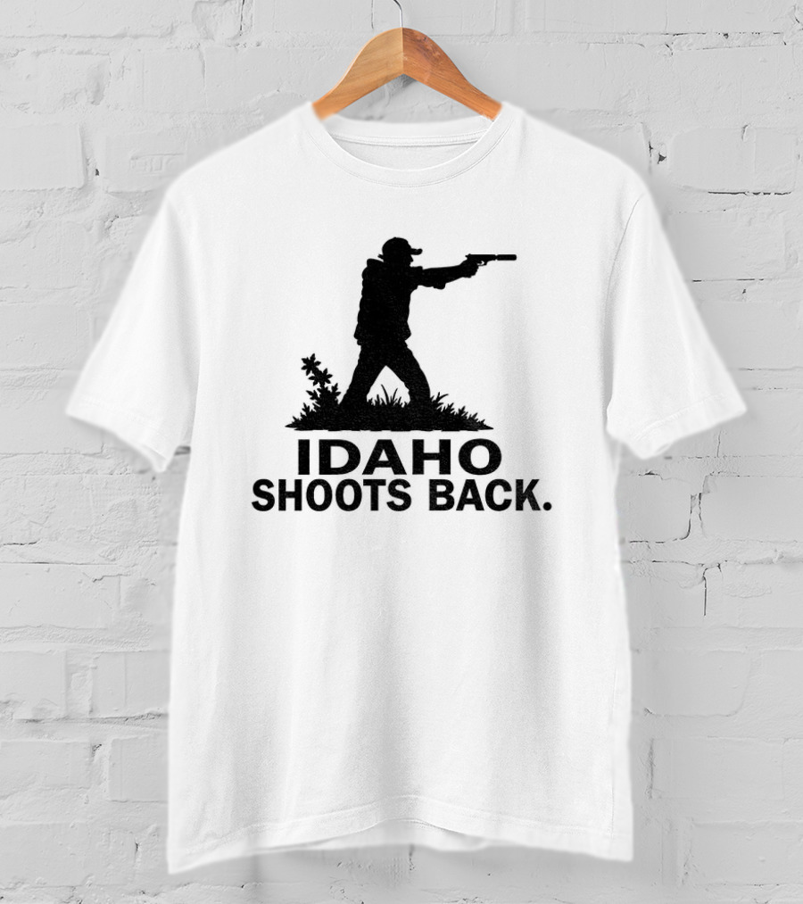 Idaho Shoots Back Silhouette Hunter With Gun T-Shirt