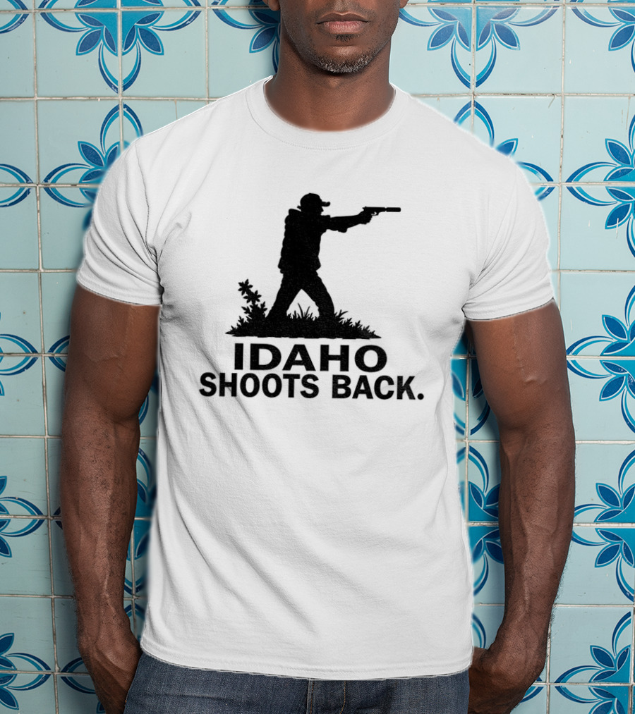 Idaho Shoots Back Silhouette Hunter With Gun T-Shirt