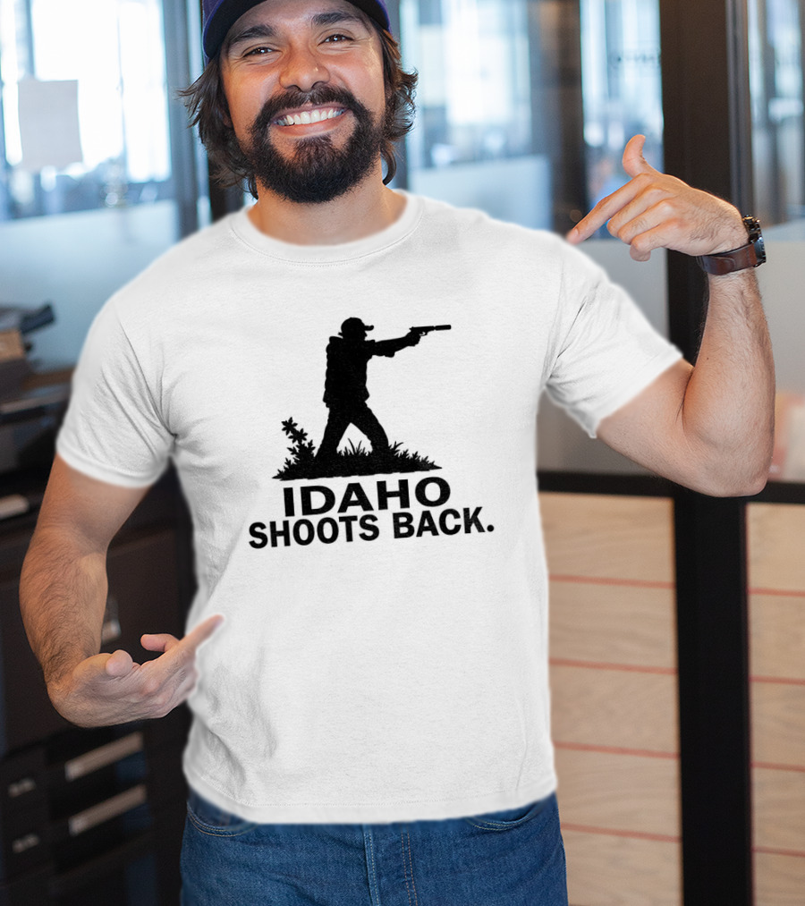 Idaho Shoots Back Silhouette Hunter With Gun T-Shirt