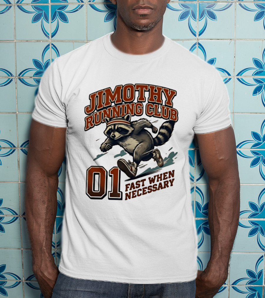 Jimothy Running Club 01 Fast When Necessary Raccoon T-Shirt