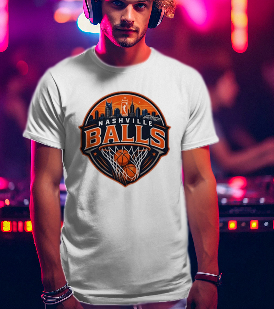 Nashville Balls Skyline Basketball Logo Cityscape T-Shirt