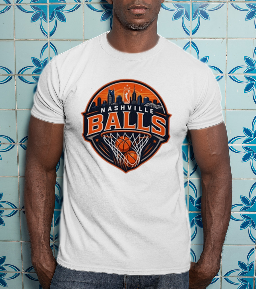Nashville Balls Skyline Basketball Logo Cityscape T-Shirt