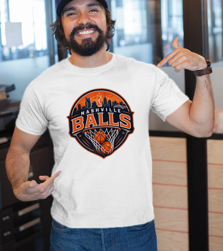 Nashville Balls Skyline Basketball Logo Cityscape T-Shirt