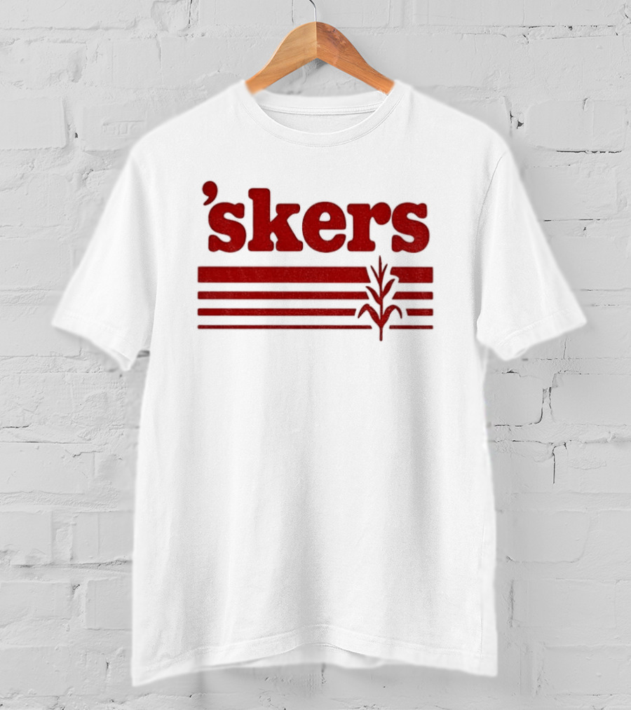 Skers Nebraska Cornhuskers Text Red Lines T-Shirt