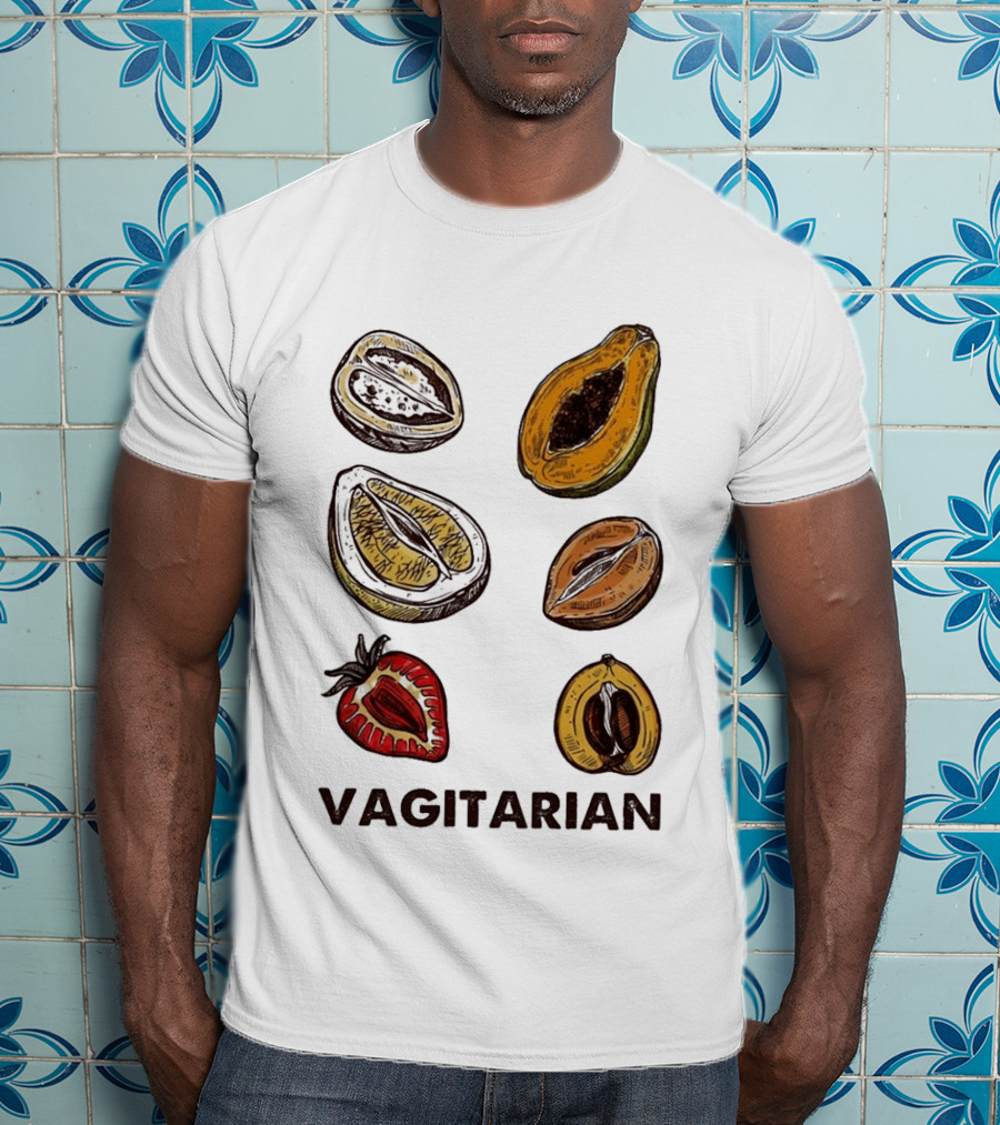 Vagitarian Fruit Humor Strawberry Avocado Papaya Illustrations T-Shirt