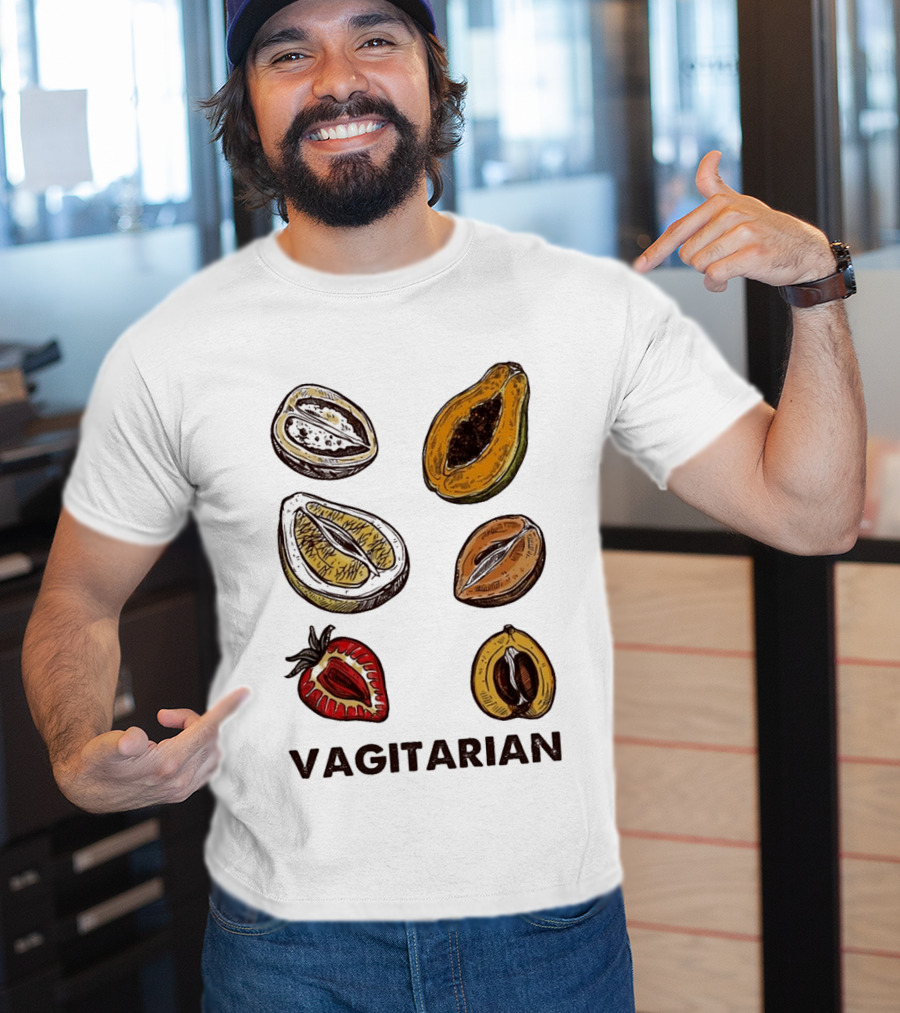 Vagitarian Fruit Humor Strawberry Avocado Papaya Illustrations T-Shirt