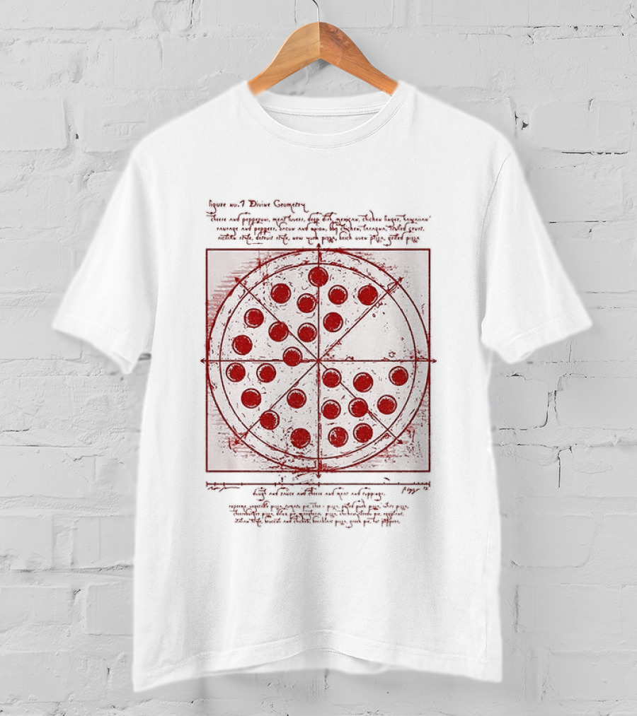 Vitruvian Pizza Leonardo Da Vinci Spider Tom Movie Pizza Drawing T-Shirt