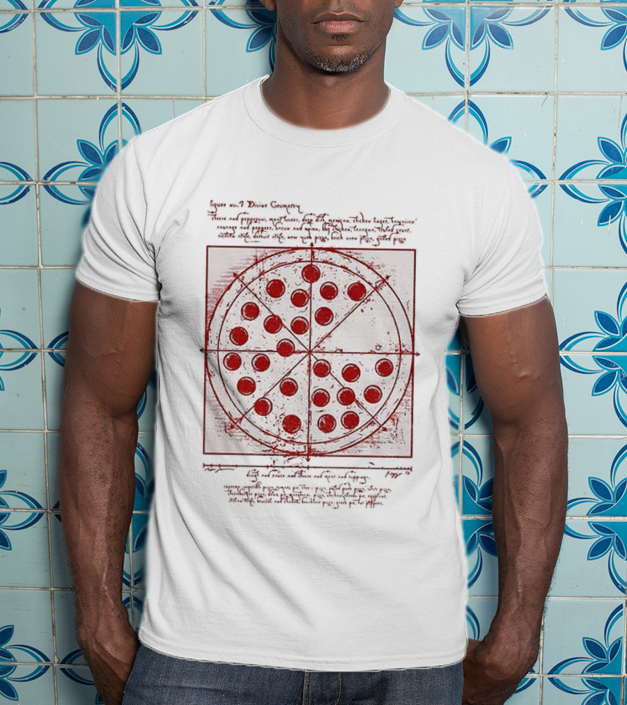 Vitruvian Pizza Leonardo Da Vinci Spider Tom Movie Pizza Drawing T-Shirt