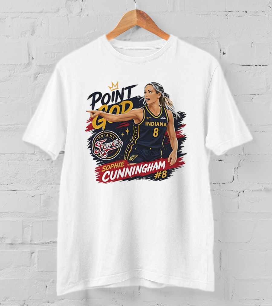 Sophie Cunningham Point God Number 8 Indiana Fever Basketball T-Shirt