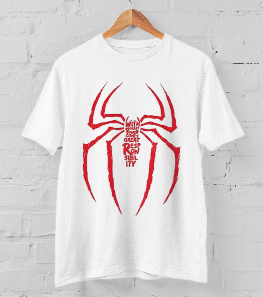 Spider Man Great Responsibility Red Symbol Superhero T-Shirt
