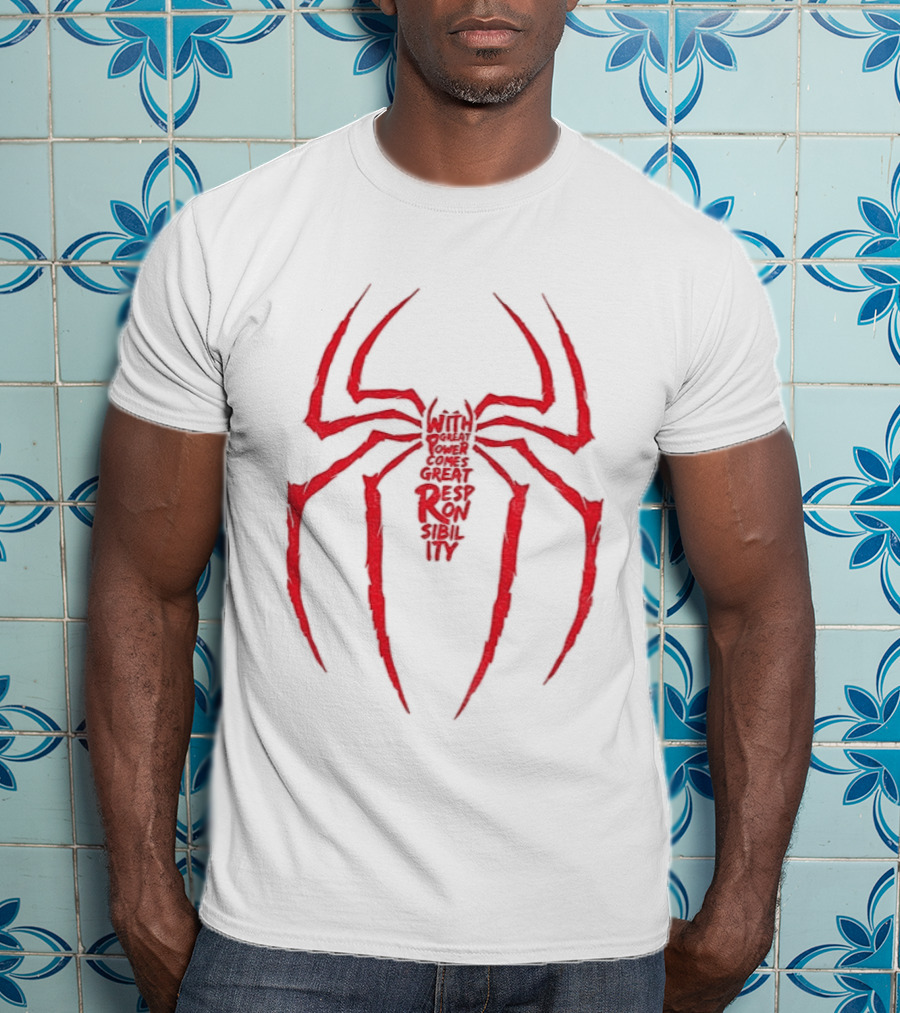 Spider Man Great Responsibility Red Symbol Superhero T-Shirt