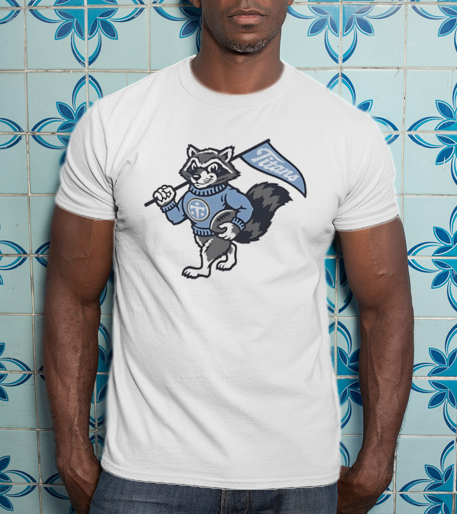 Tennessee Titans Raccoon With Football And Flag T-Shirt