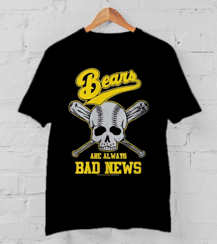 Bears Are Always Bad News Baseball Skull Crossed Bats T-Shirt
