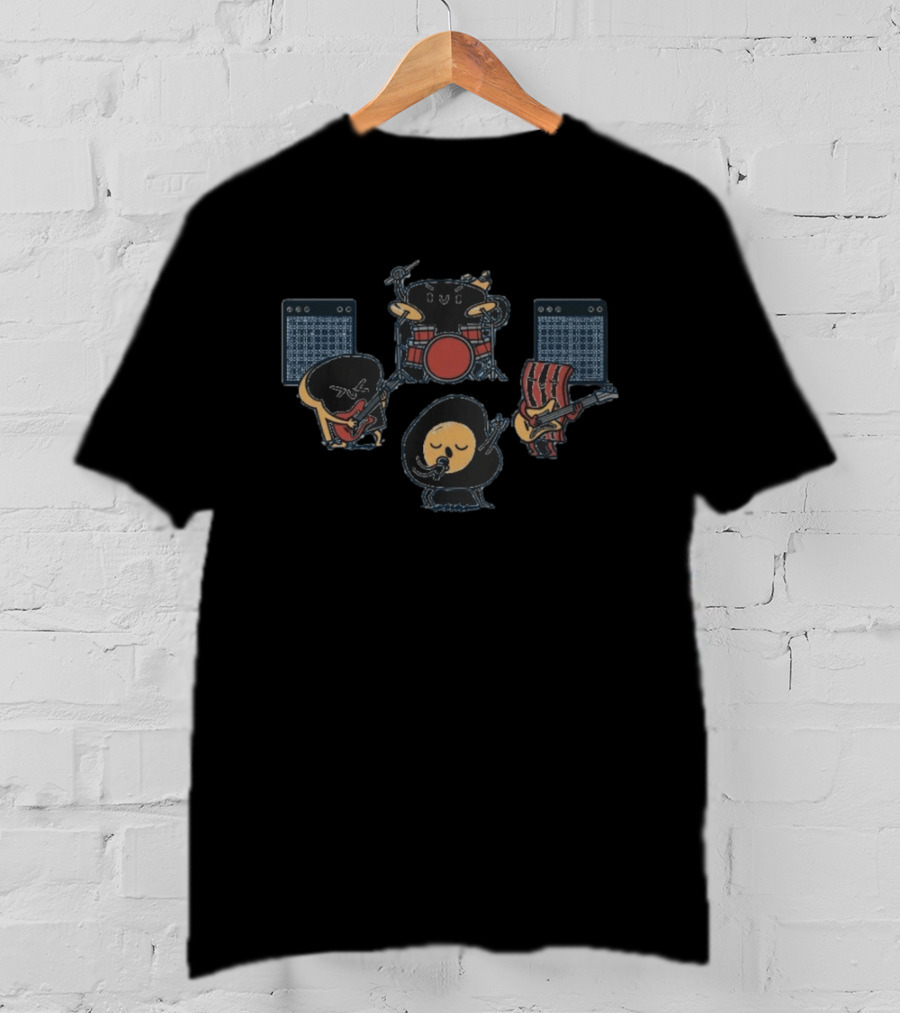 Breakfast Food Band Egg Bacon Playing Music Instruments T-Shirt
