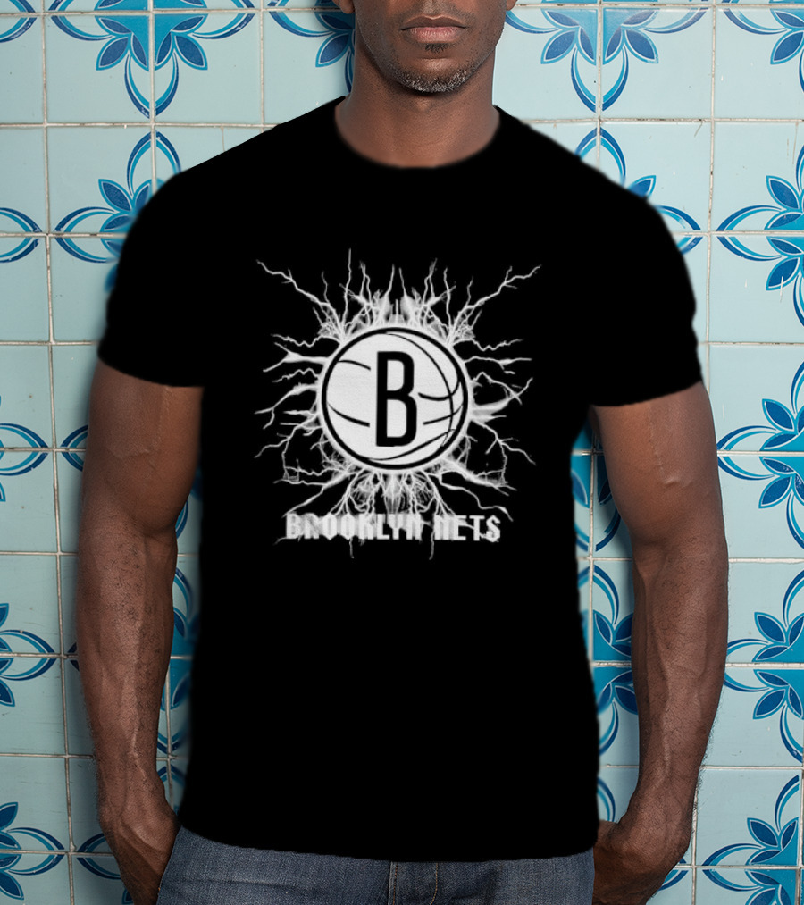 Brooklyn Nets B Lightning Basketball Burst T-Shirt
