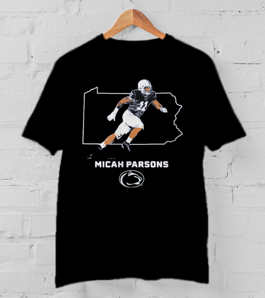 Micah Parsons Penn State Football Player With State T-Shirt