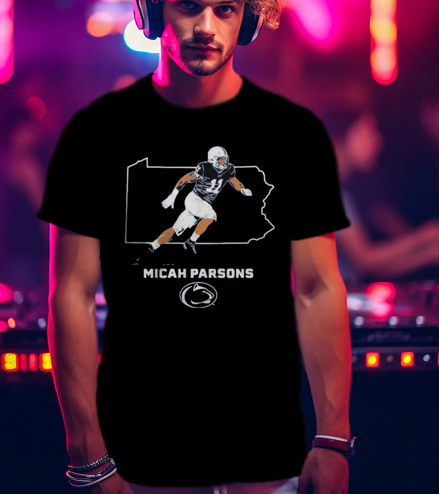Micah Parsons Penn State Football Player With State T-Shirt