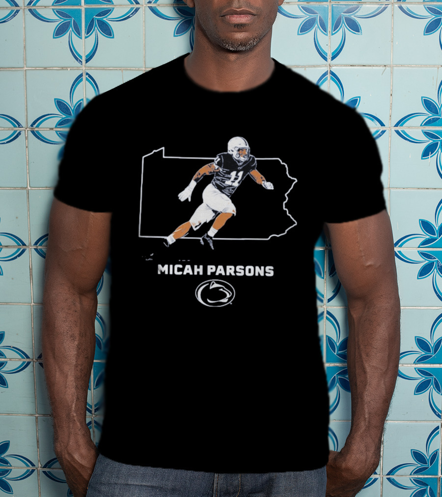 Micah Parsons Penn State Football Player With State T-Shirt