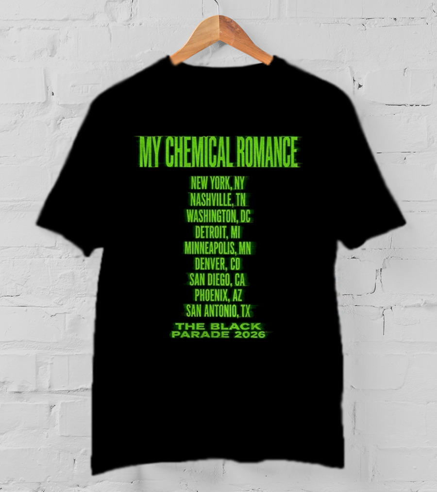 My Chemical Romance The Black Parade 2026 New York City Nashville Washington Detroit Minneapolis Denver San Diego Phoenix San Antonio Tour Dates T-Shirt