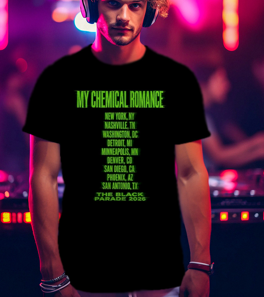 My Chemical Romance The Black Parade 2026 New York City Nashville Washington Detroit Minneapolis Denver San Diego Phoenix San Antonio Tour Dates T-Shirt