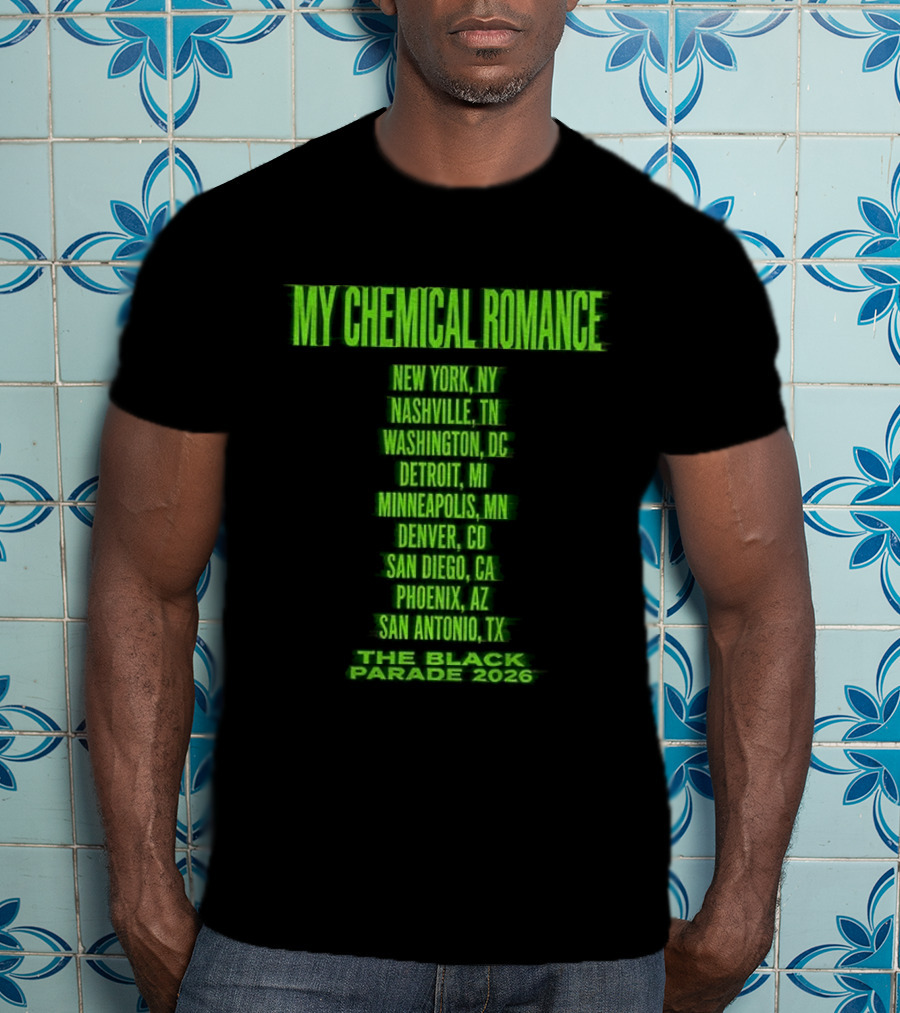 My Chemical Romance The Black Parade 2026 New York City Nashville Washington Detroit Minneapolis Denver San Diego Phoenix San Antonio Tour Dates T-Shirt