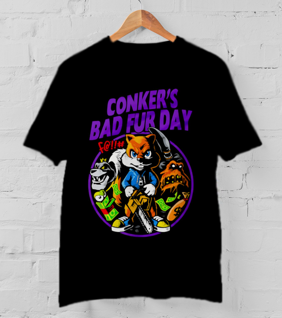 Conker's Bad Fur Day Chainsaw Squirrel Gaming Money T-Shirt