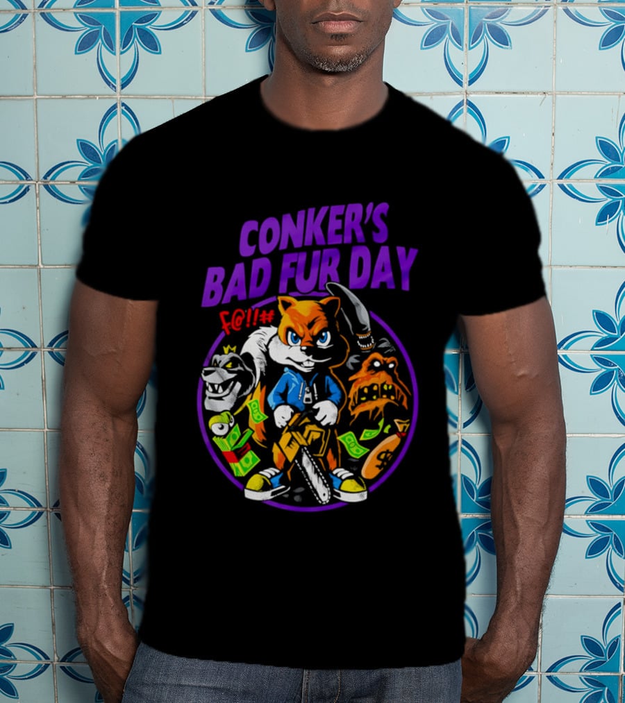 Conker's Bad Fur Day Chainsaw Squirrel Gaming Money T-Shirt