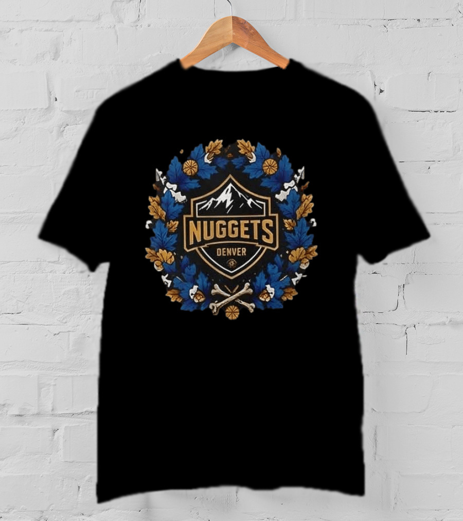 Denver Nuggets Maple Leaves Skull Bats Basketball Halloween T-Shirt