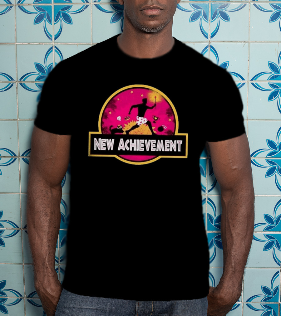 New Achievement Running Man Heart Boxers Torch Jurassic T-Shirt