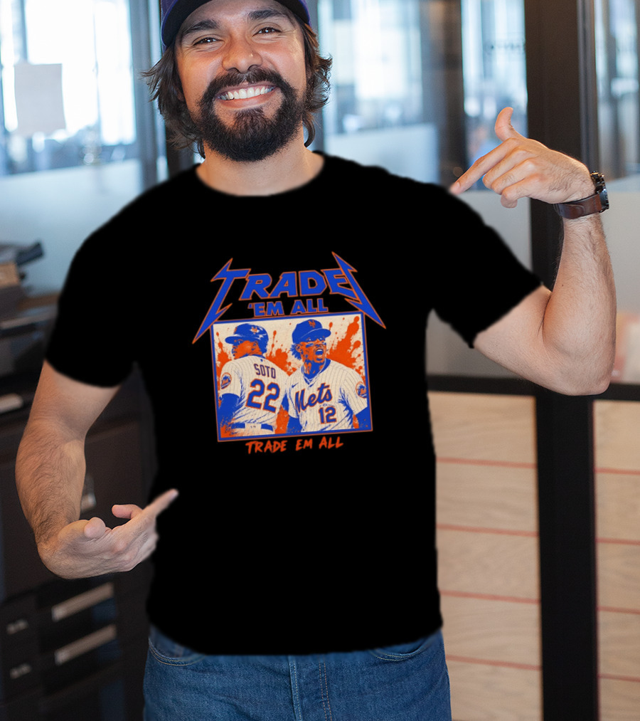New York Mets Trade Em All Soto Heavy Metal Splatter Player Photos T-Shirt
