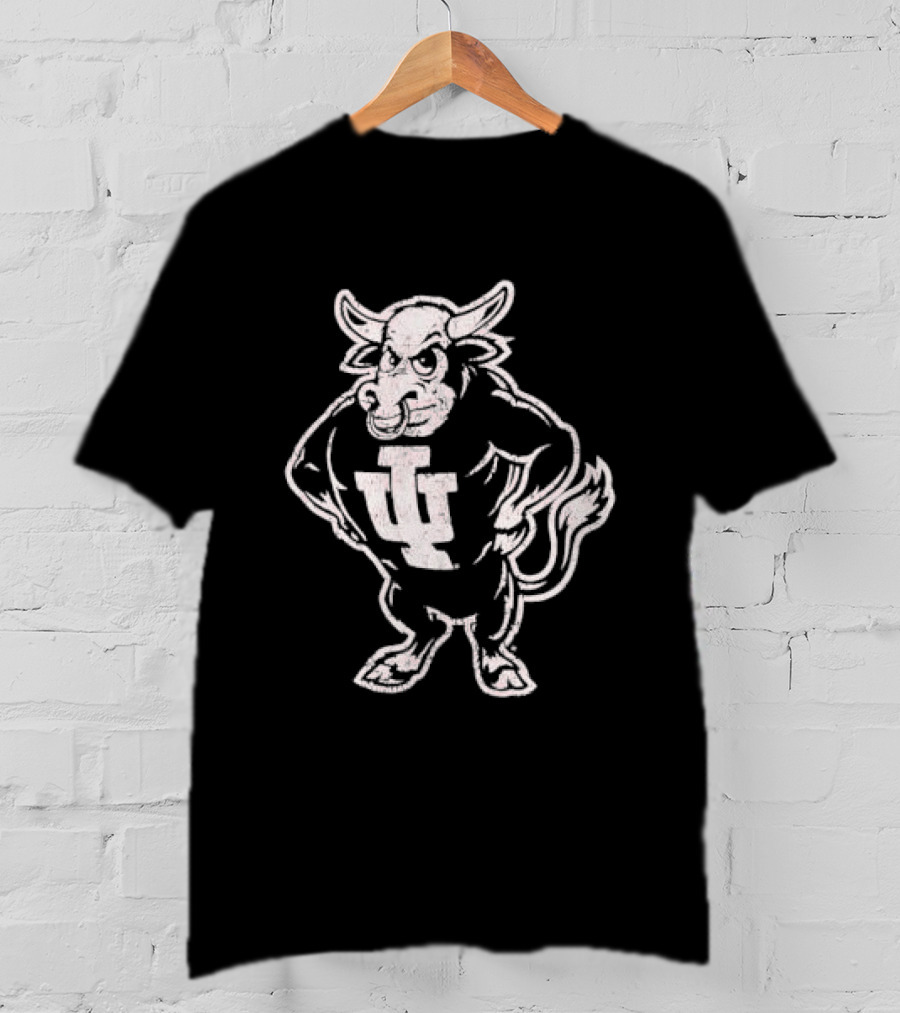 Indiana Hoosiers NCAA Vintage Style Distressed Muscular Bull T-Shirt