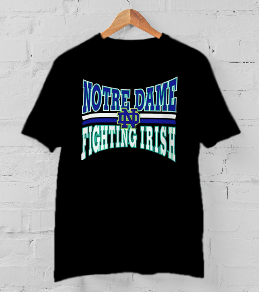 Notre Dame Fighting Irish Interlocking ND Monogram Curved NCAA T-Shirt