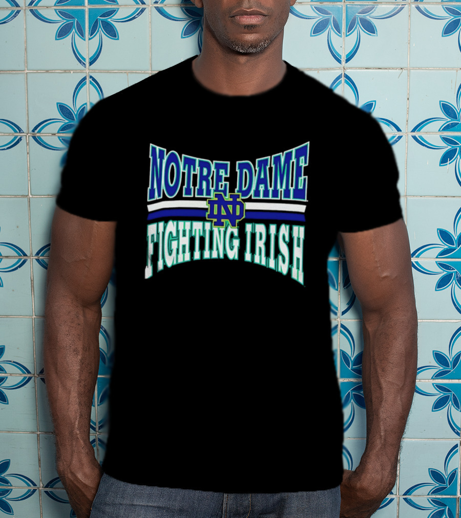 Notre Dame Fighting Irish Interlocking ND Monogram Curved NCAA T-Shirt