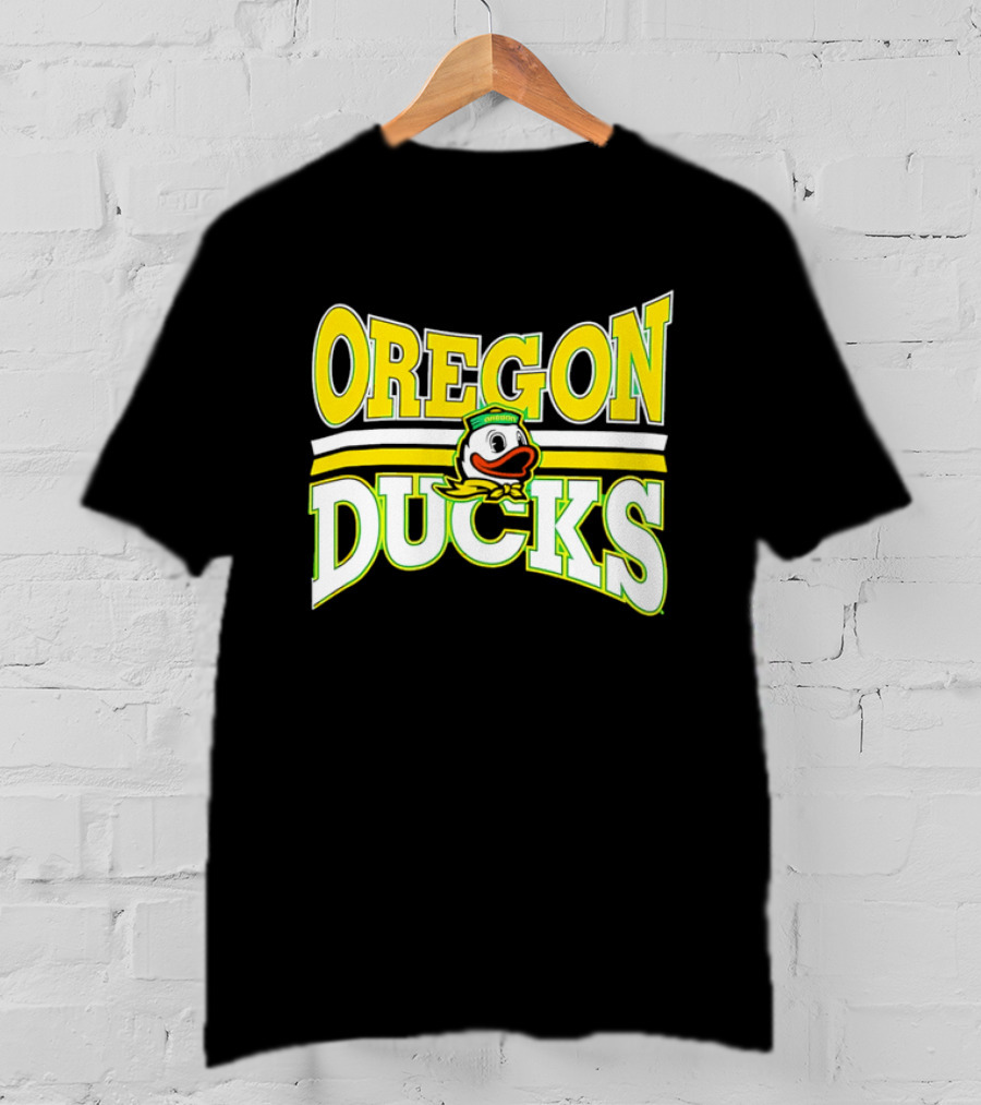 Oregon Ducks Cartoon Sailor Cap Green Yellow Stripes T-Shirt