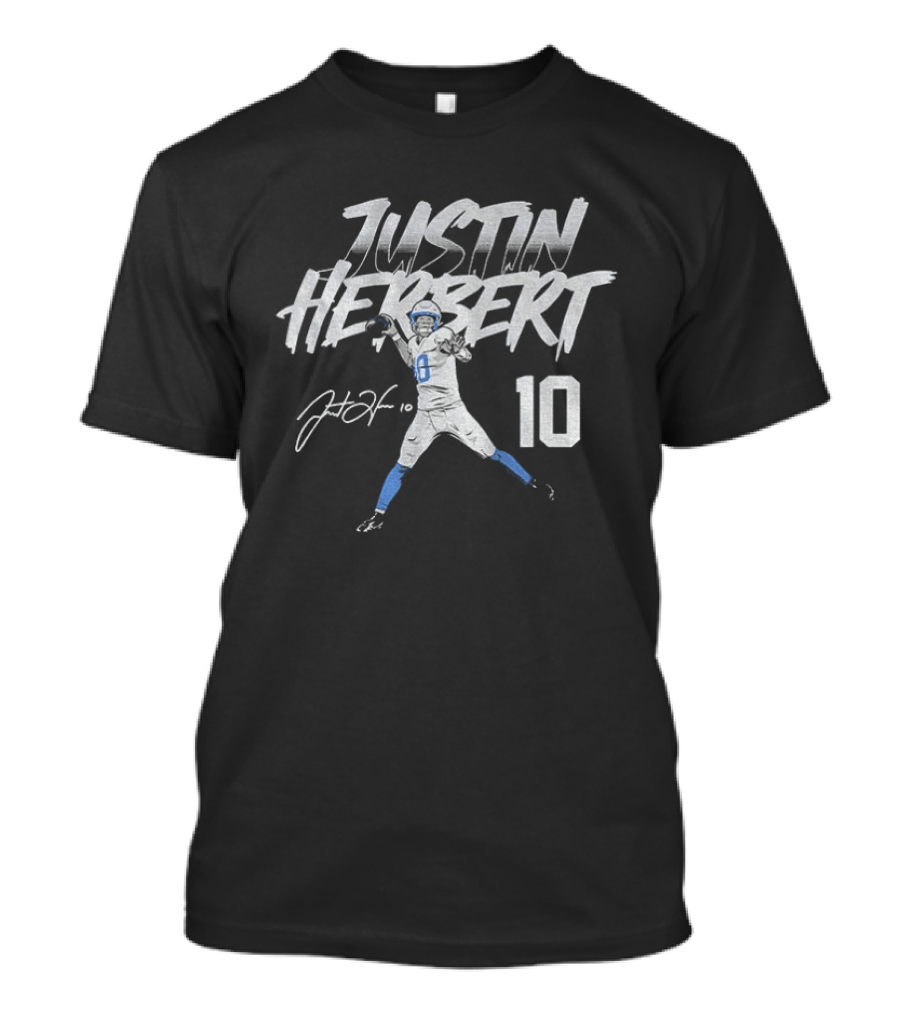 Justin Herbert Los Angeles Chargers NFLPA Player Number 10 Football T-Shirt