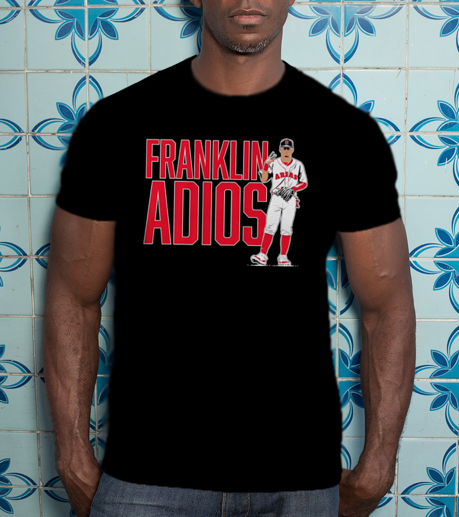 Franklin Arias Adios Baseball Player Gesture In Red And White Uniform T-Shirt