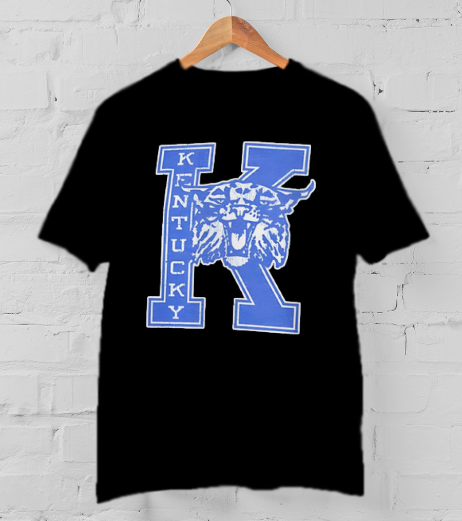 Kentucky Wildcats NCAA Distressed Block Letter K Wildcats Head T-Shirt