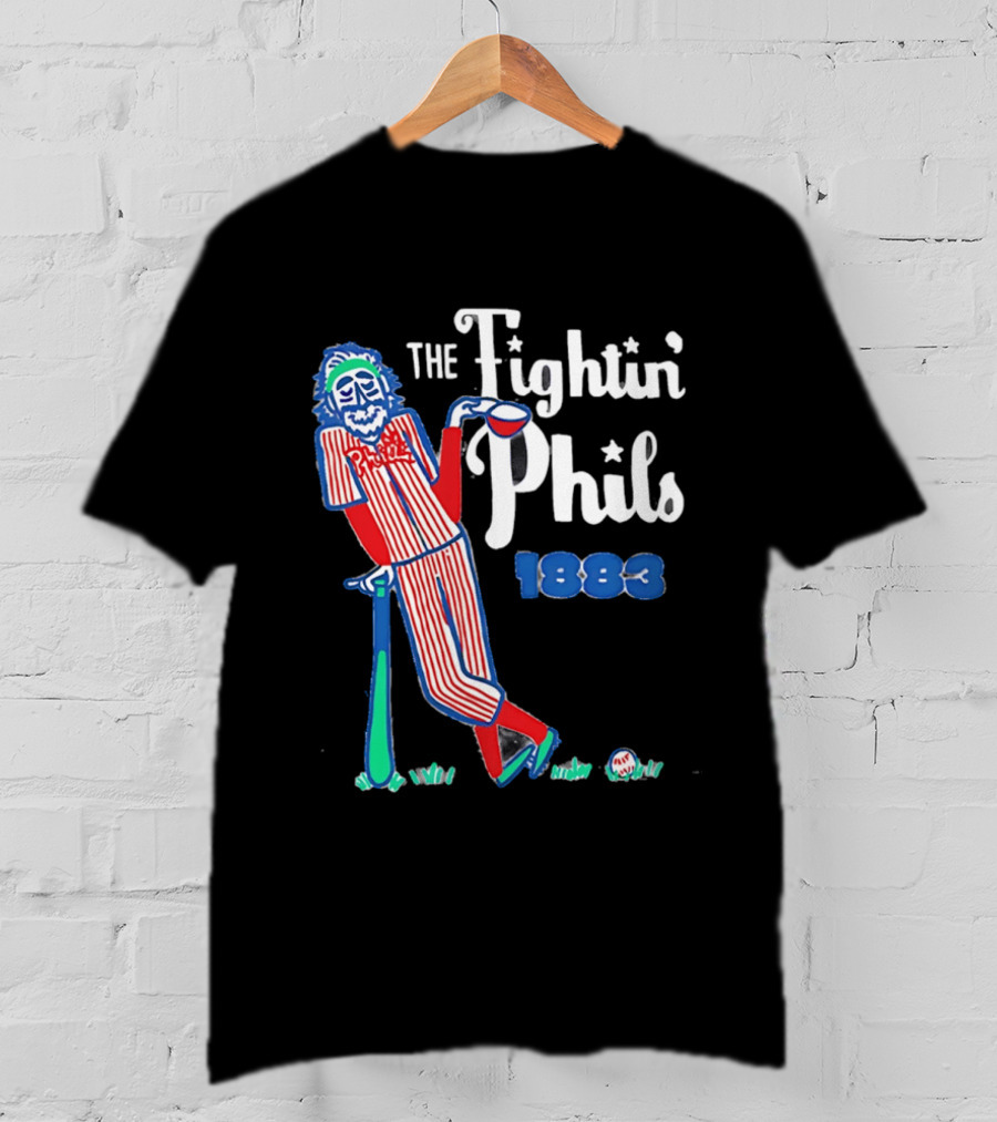 Phillies The Fightin' Phils 1883 Vintage Baseball Character With Bat And Ball T-Shirt