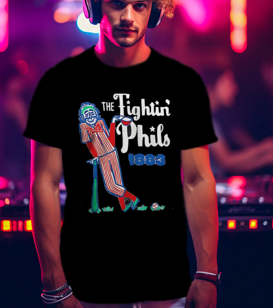 Phillies The Fightin' Phils 1883 Vintage Baseball Character With Bat And Ball T-Shirt